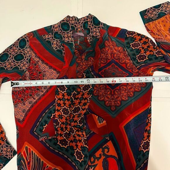 Hale Bob women’s Silk multi color long sleeve dress size L - Picture 9 of 13